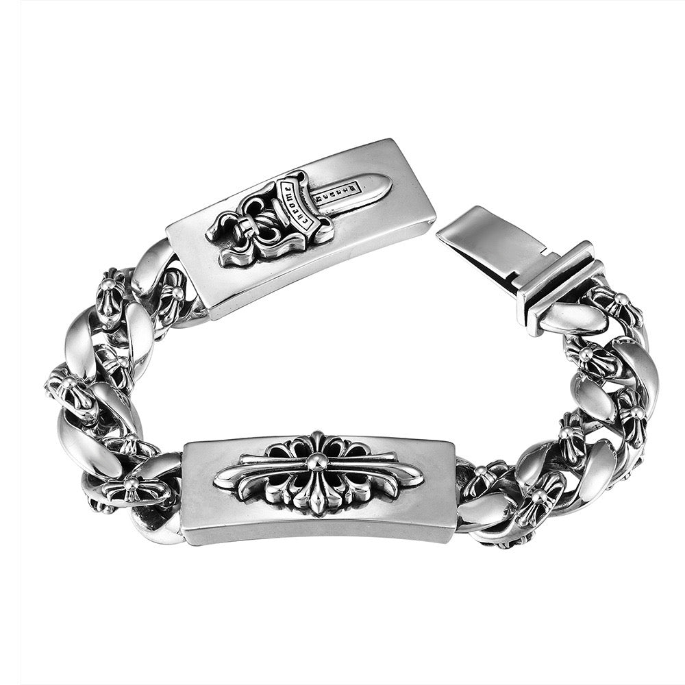 Chrome Hearts DOUBLE ID FANCY LINK BRACELET 8