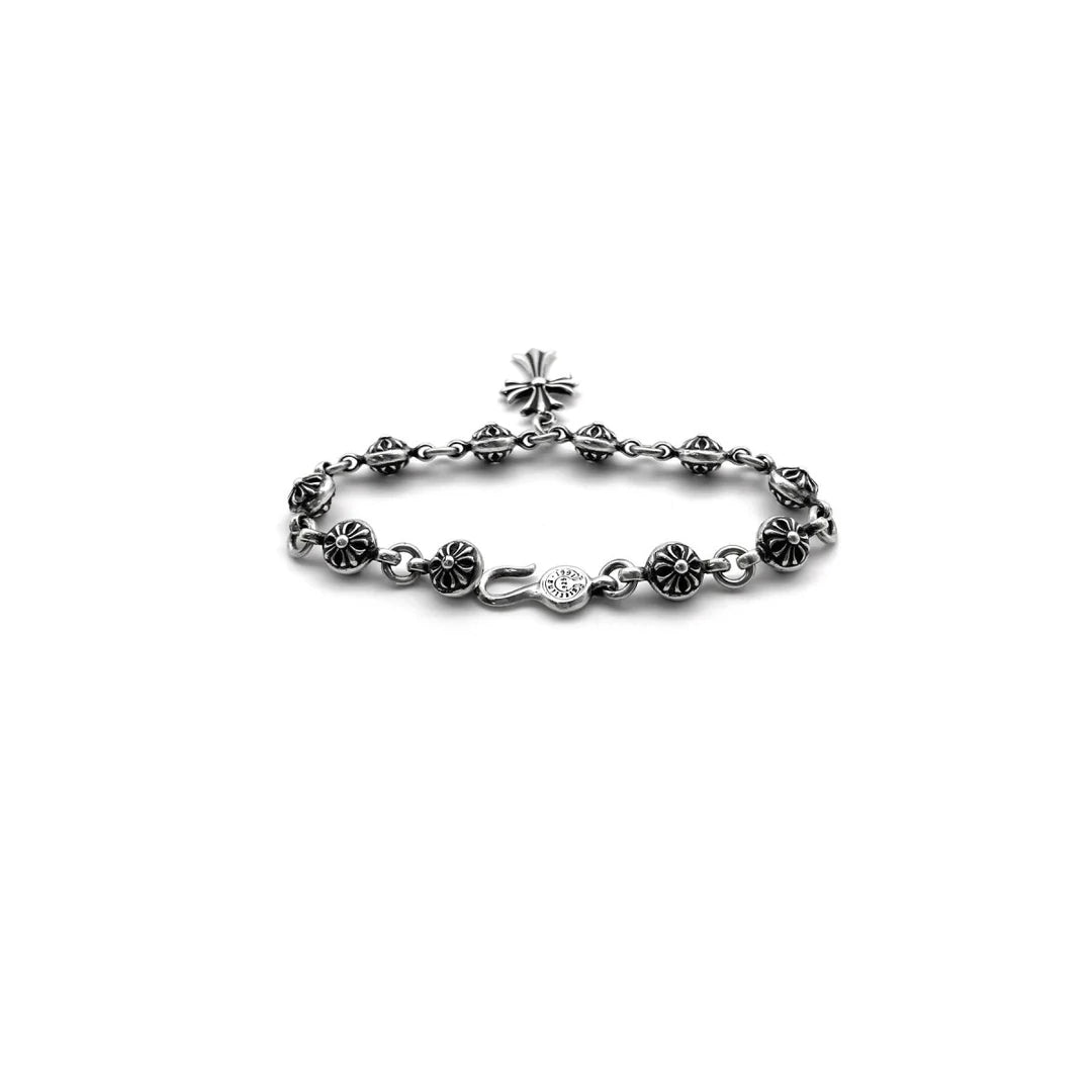 Chrome Hearts Silver Cross Ball Tiny E Bracelet